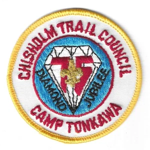 BSA CAMP TONKAWA 1985, CHISHOLM-TEXAS TRAILS COUNCILS 75TH DIAMOND JUBILEE PATCH - Picture 1 of 3