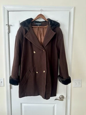 Donny Brook Women’s Vintage Coat With Faux Fur Hood And Cuffs Size 3X - Image 1 of 4