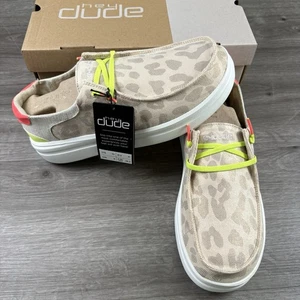 Zapatos sin cordones Hey Dude para mujer talla 10 tiro Wendy leopardo beige neón - Imagen 1 de 21