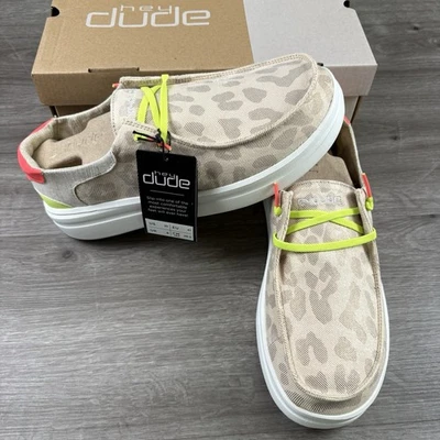 Zapatos sin cordones Hey Dude para mujer talla 10 tiro Wendy leopardo beige neón Foto 1 de 4