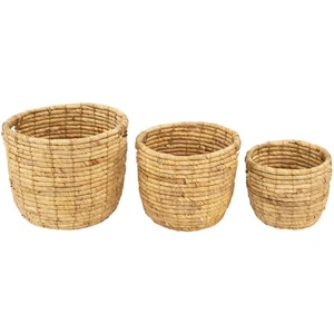 Northlight Set of 3 Bisque Woven Round Water Hyacinth Storage Baskets 13.75" - Picture 1 of 6