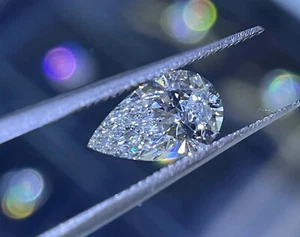 White Diamond Lab-Grown VVS1 Clarity Pear Shape 0.90 Ct EGL CVD Loose Gems 25P - Picture 1 of 13