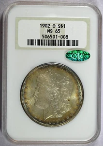 1902-O NGC MS65 Morgan Dollar in Old Holder with CAC Label-Toned - Picture 1 of 2