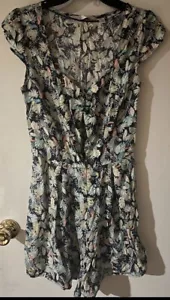 LC Lauren Conrad Women Toucan Tropical Hawaiian Print Short Sleeve Romper Size 2 - Picture 1 of 5