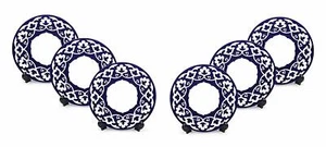 Royalty Porcelain 6-pc Russian Fine Blue Floral Set of Dinner Plates - Picture 1 of 2