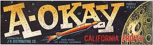 *Original* A-OKAY Rocket Ship Moon OUTER SPACE Produce Crate Label NOT A COPY! - Picture 1 of 1