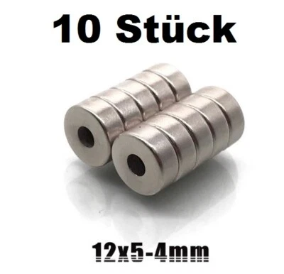 10x Ringmagnet 12 x 5 x Ø 4mm N45 Neodym Loch Bohrung Magnet Senkung Ring 10 - Bild 1 von 3