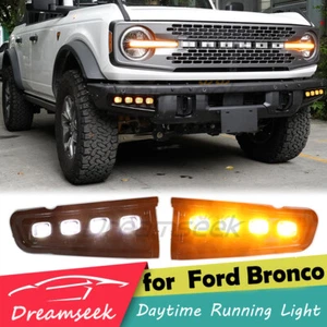 LED DRL Day Running Light For Ford Bronco Everglades Raptor 21+ Fog Lamp W/ Turn - Picture 1 of 12