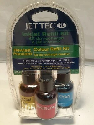 Jet Tec InkJet R 58 Color Refill Kit  Hewlett Packard Refill Up To 6 Times New - Image 1 of 3