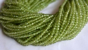 Peridot Faceted Round Shape Gemstone Beads 3.10mm 12.5 Inch Strands - Picture 1 of 4