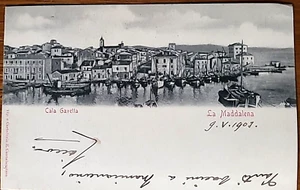 1903 alte Postkarte LA MADDALENA CALA GAVETTA - Sardinien Hafen mit Booten - Bild 1 von 3
