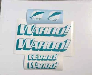 4 Wahoo! Calcomanías de barco DOS 24x4,5 y DOS 10x2,5 blanco azulado vinilo marino - Imagen 1 de 1