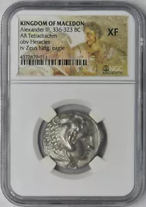 336-323 a.C. Macedonia AR Tetradracma Alessandro III Eracle Zeus NGC XF COINGIANTS - Foto 1 di 2