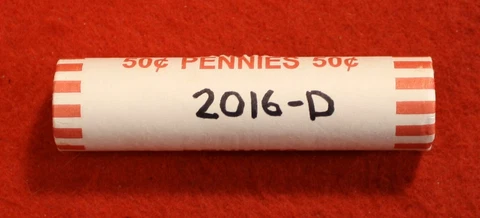 2016-D Lincoln Shield Cent Penny 50 Coin Roll Uncirculated Cover