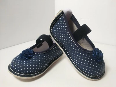 Heidi Baby Girl's Blue Polka Dot Dress Shoes with Flower Size 1/US 17/EU  - Image 1 of 4