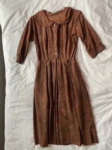 vintage 1950s youth fair juniors earthy paisley dress - Picture 1 of 5