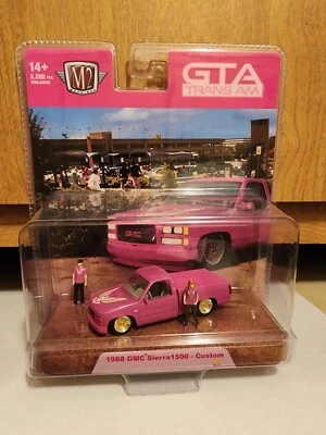 M2 Machines Diaorama 1988 GMC Sierra 1500 Custom Pink w/Gold Wheels VHTF - Image 1 of 4