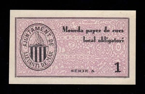 F.C. LLEVANTI DE MAR (GERONA) , 1 PESETA , SERIE A , S/C . - Bild 1 von 2