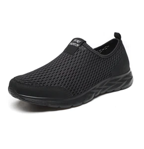 sneakers homme baskets noir blanc a enfiler plage été chaussure gris sans lacet - Imagen 1 de 14