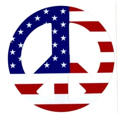 American Flag Peace Sign Decals Stickers - 4" Dia - Image 1 of 3