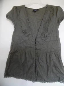 Sonoma Damen Frauen olivgrün V-Ausschnitt Bluse Top Shirt Größe S - Bild 1 von 3