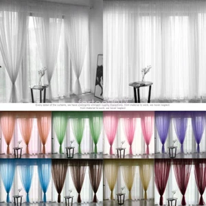 Sheer Voile Panel Shimmer Curtain Slot Top Rod Pocket Window Drapes for Bedroom - Picture 1 of 32