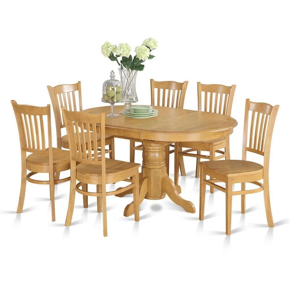 7-piece Formal Oval Dinette Table With Leaf and 6 Dining Chairs