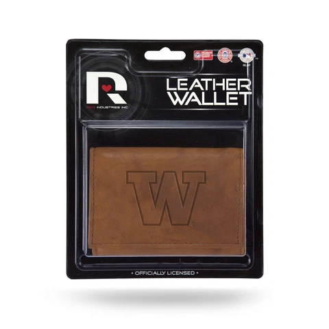 Washington Huskies Embossed Brown Leather Trifold Wallet Cover