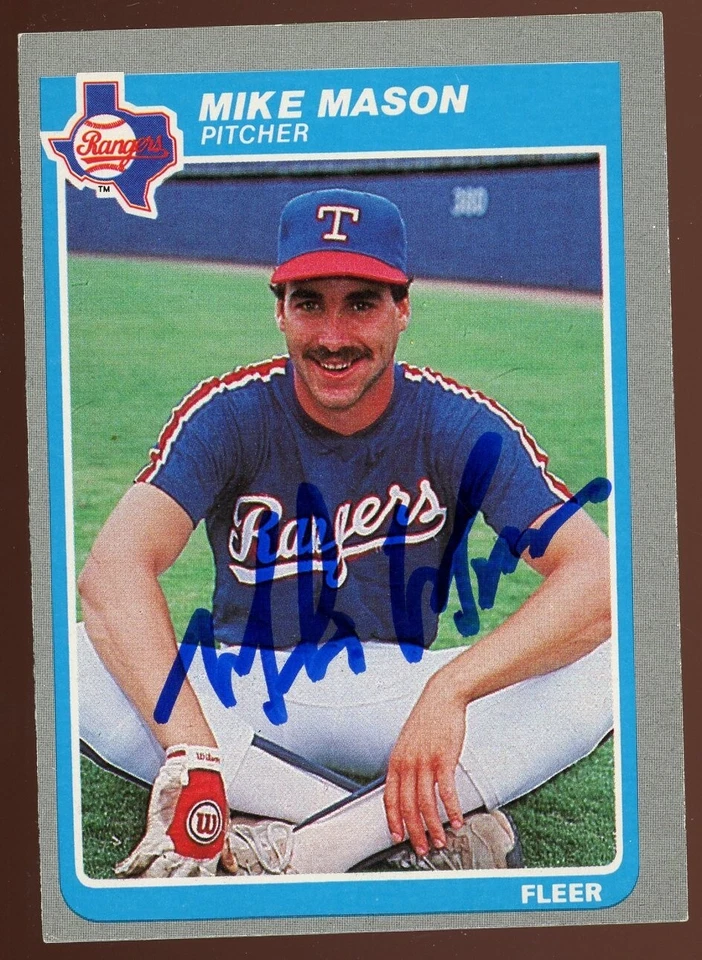 1985 Fleer MIKE MASON Signed Card autograph AUTO RANGERS - Image 1 of 1