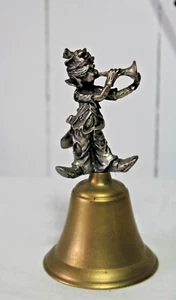 Vintage Messing Speiseglocke mit Zinn Zirkus Clown 4,75" hoch, 2,3" Durchmesser - Bild 1 von 4