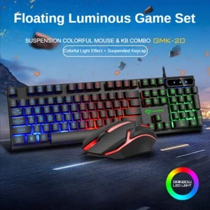 RGB Gaming Keyboard and Mouse USB Wired 104 Keys Gamer Light Effect PC Laptop - Picture 1 of 18
