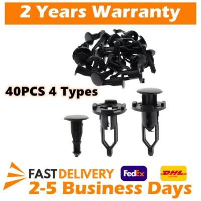 40PCS 4 Sizes Car Push Retainer Pin Body Bumper Rivets Trim Moulding Clips Set - Image 1 of 4