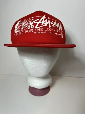 Rare VTG Stussy Red White Mesh Snapback Trucker Hat Cap So. Cal 1980 Long Haul - Image 1 of 4