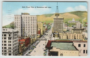 Postcard Vintage Aerial View of Main Street in Downtown Salt Lake City, UT. - Picture 1 of 2