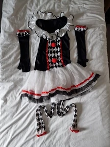 Girls Harlequin Dressing Up Costume/Outfit Age 10-12 Yrs. Dress, Gloves & Tights - Picture 1 of 8