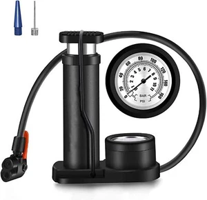 Bike Pump Ball Pumps with Pressure Gauge Mini Bicycle Foot Pump with Needles US - Picture 1 of 22