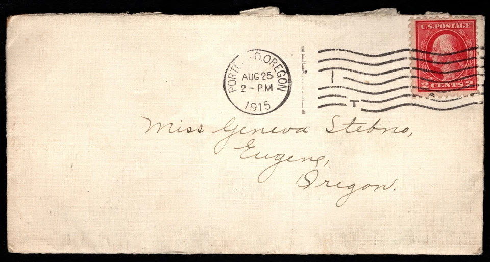 US Postal History - Portland Oregon Neat 1915 Machine Cancel Small 2 Cent Cover - Image 1 of 1