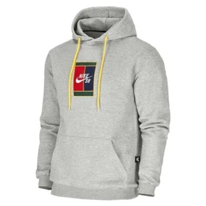 NIKE Mens Fleece Hoodie Grey SB Court Logo Casual Hooded Pullover Sweatshirt NEW