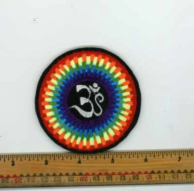 Embroidered Rainbow Om Patch Fair Trade Nepal 3" Round - Image 1 of 4
