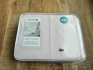Set lenzuola regina rosa chiaro Lacoste cotone pastello percalle preparazione coccodrillo - Foto 1 di 4