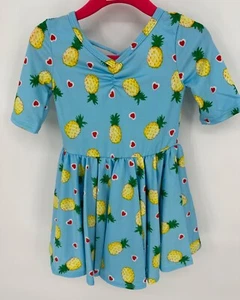 Dotdotsmile Girls 12/24 Months Blue with Yellow Pineapples Dress New With Tags - Picture 1 of 6