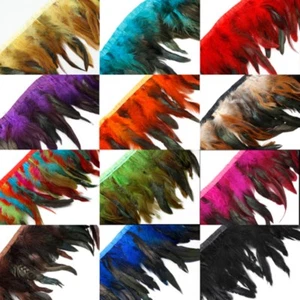 1 Meter Rooster Feather Trimmings Fringe Trim Sewing Costume Hackle Coque Craft - Picture 1 of 15