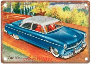 Alte Autowerbung 1952 Aero Willys Aero Ace 2-Türer Limousine Reproduktion Blechschild A1998 - Bild 1 von 2