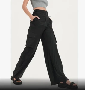 DKNY Stretch Women's Cargo Trouser black size S - Picture 1 of 4