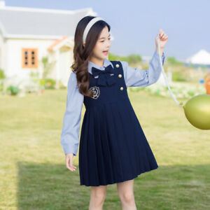 Gilet mode printemps et automne enfants jupe manches longues robe style académique