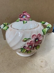 c.1930’s Clarice Cliff ‘My Garden’ Twin Handled Lidded Pot.  Pink/Floral - Picture 1 of 19