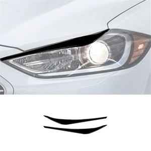 2Pcs Piano Black Headlight Eyebrow Cover Trim For Hyundai Elantra 2016-2018 - Foto 1 di 7