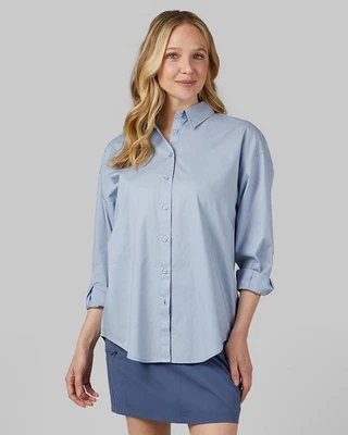 32° Women's long  Sleeve blouse Relaxed  fit Blue NEW Foto 1 de 2