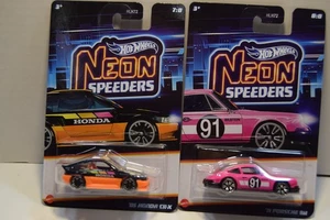 2026 Hot Wheels Neon Speeders Porsche 911 & Honda CR-X NEU WIE BILD - Bild 1 von 3