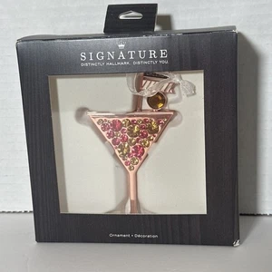 Martini Glass Happy Hour Premium Metal 2017 Hallmark Ornament Cheers RARE - Picture 1 of 4